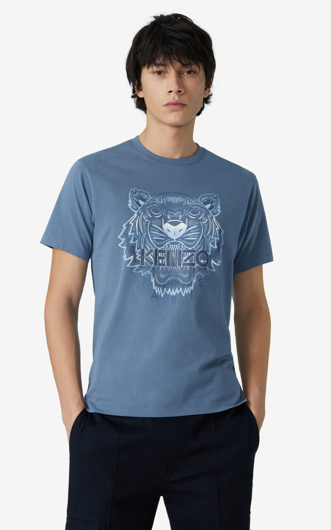 T Shirt Kenzo Homme Gradient Tiger Bleu FINKJ-0541